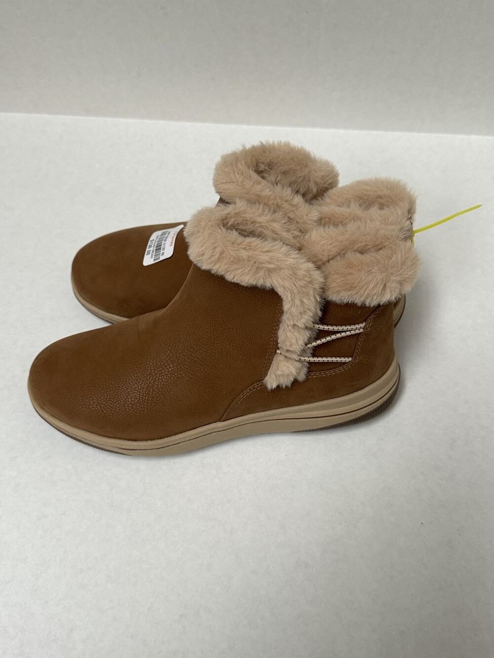 Clarks Women's Breeze Faux Fur Booties Dark Tan Size 6